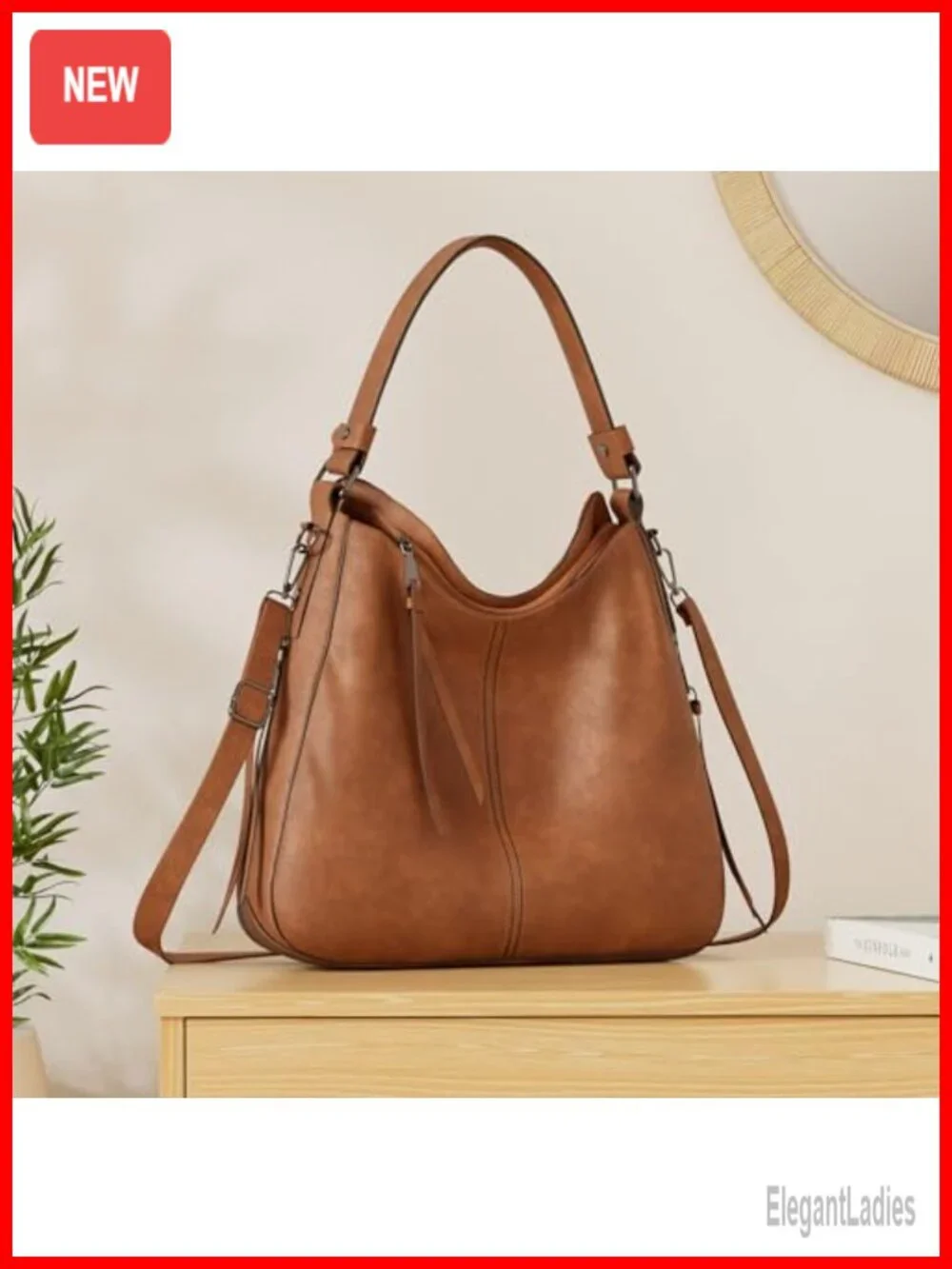 Faux Leather Hobo Crossbody Bag Large Capacity Shoulder Purse